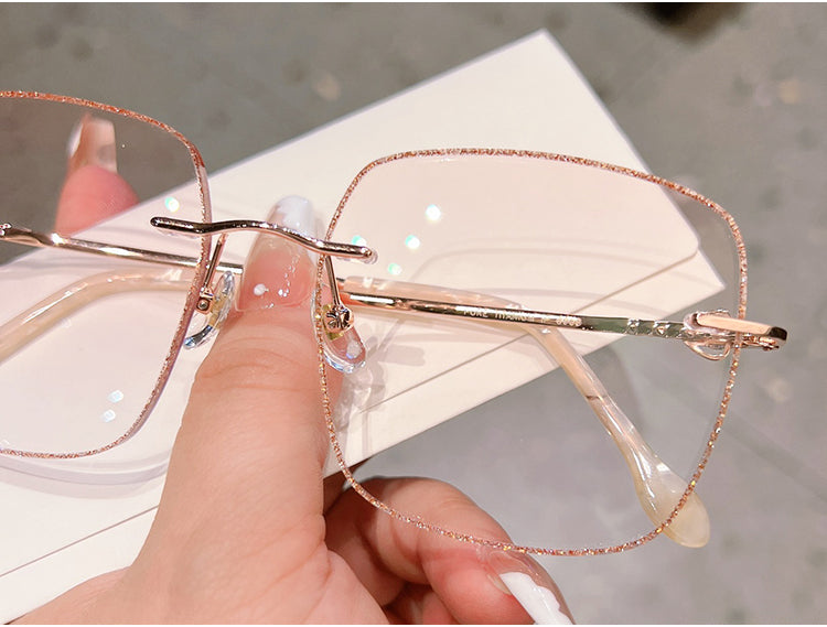 Model 8908 Titanium Anti Blue Light Myopia Women's Eyeglasses Oversized Square Prescription Glasses Crown Temples Ti Computer Lady Eyewear