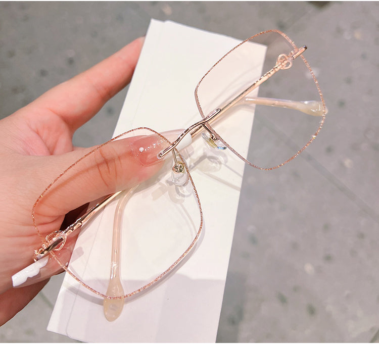 Model 8908 Titanium Anti Blue Light Myopia Women's Eyeglasses Oversized Square Prescription Glasses Crown Temples Ti Computer Lady Eyewear