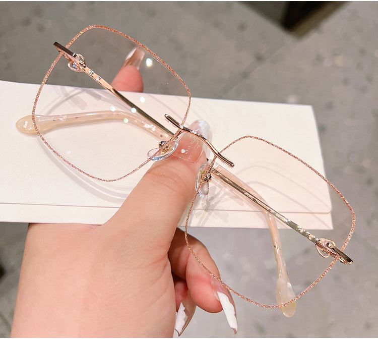 Model 8908 Titanium Anti Blue Light Myopia Women's Eyeglasses Oversized Square Prescription Glasses Crown Temples Ti Computer Lady Eyewear